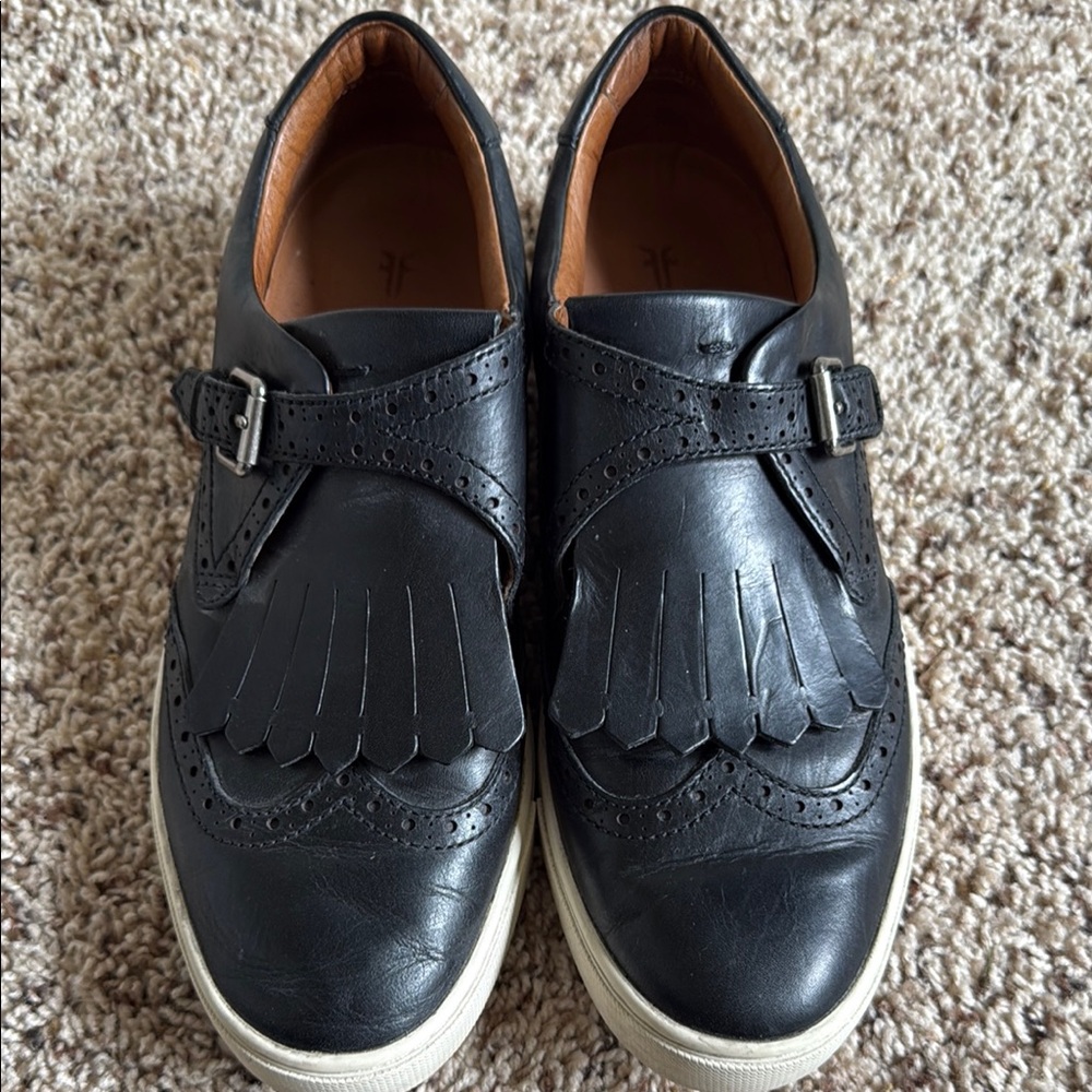 Frye Black Leather Kiltie Loafers - Picture 5 of 8
